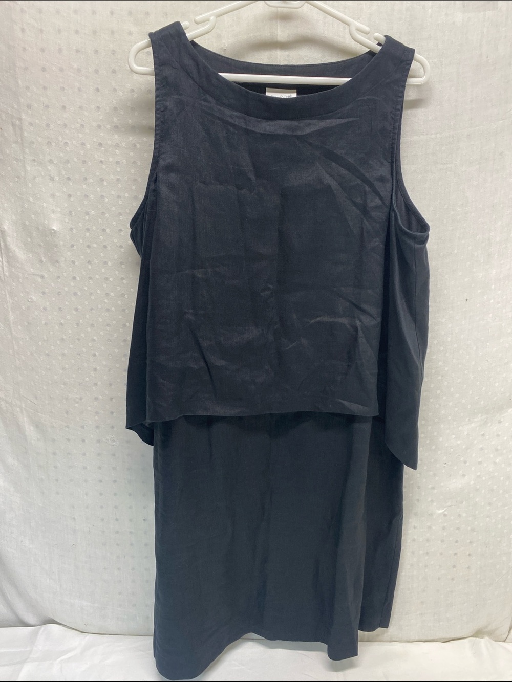 Pure Jill Layered 100% Linen Dress Black Large